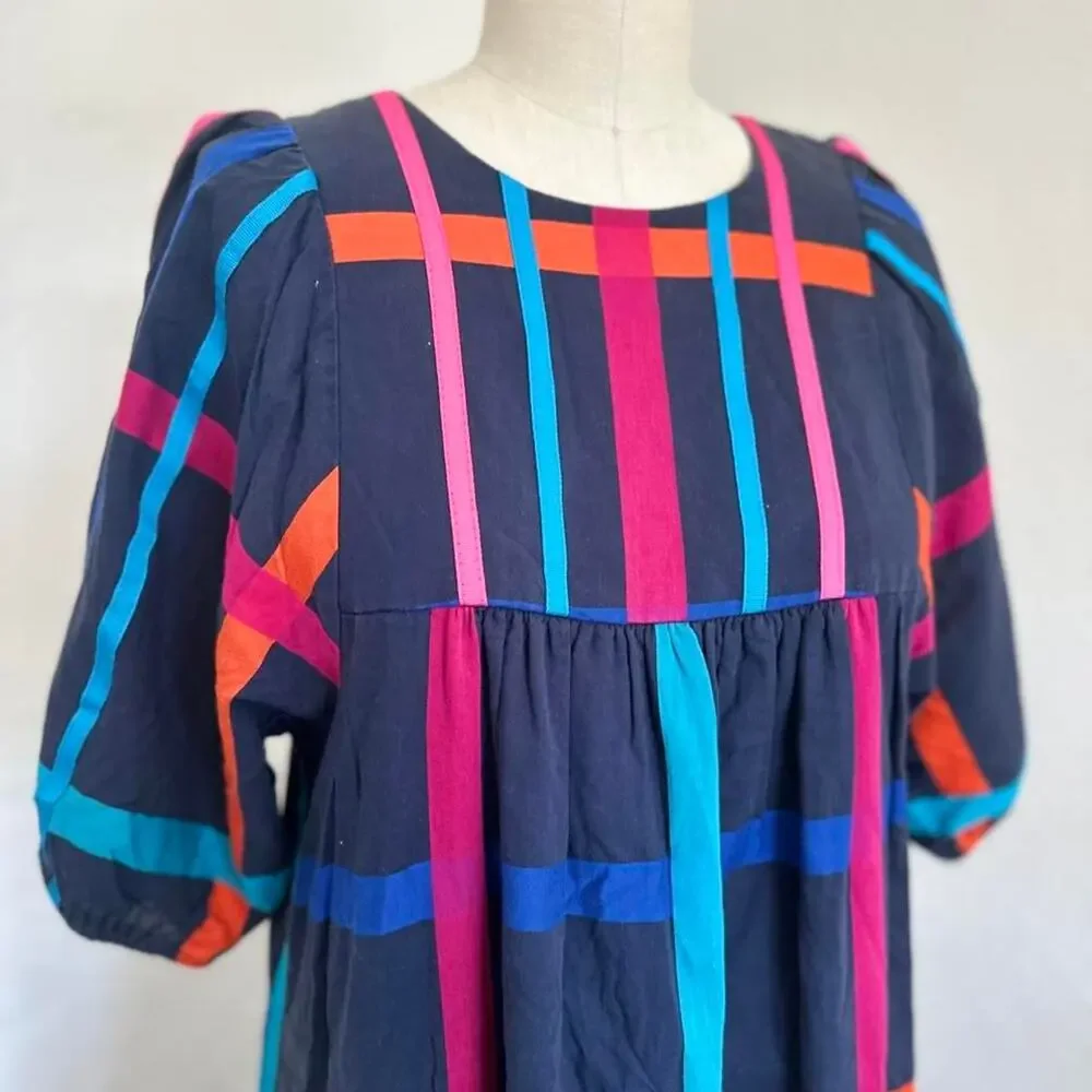 Carol Bennet for Liberty House Hawaiian Maxi Dress Plaid Colorful Vintage Muumuu